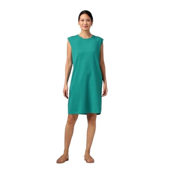 Eileen Fisher Dresses & Skirts - Eileen Fisher Pima Cotton Stretch Jersey Round Neck Dress Size M Knee Length